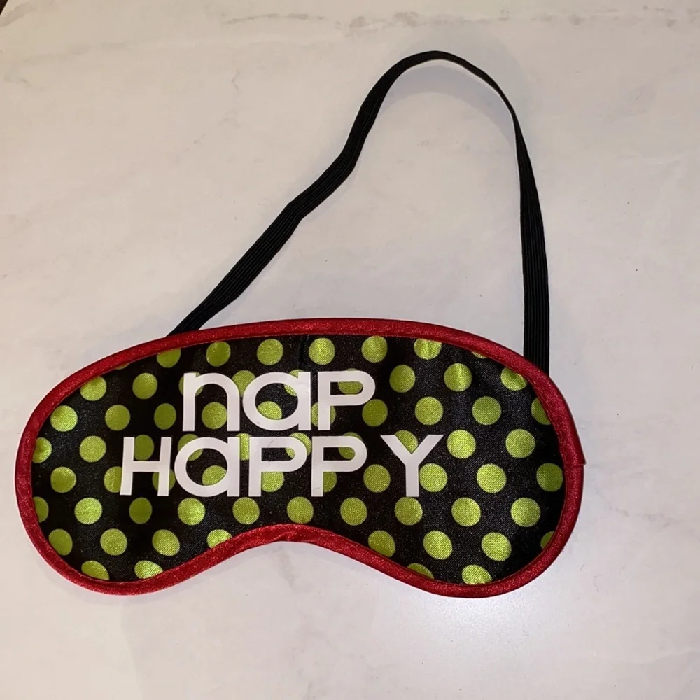 Nap Happy sleeping sunning napping eye mask red white black green polka dot mask